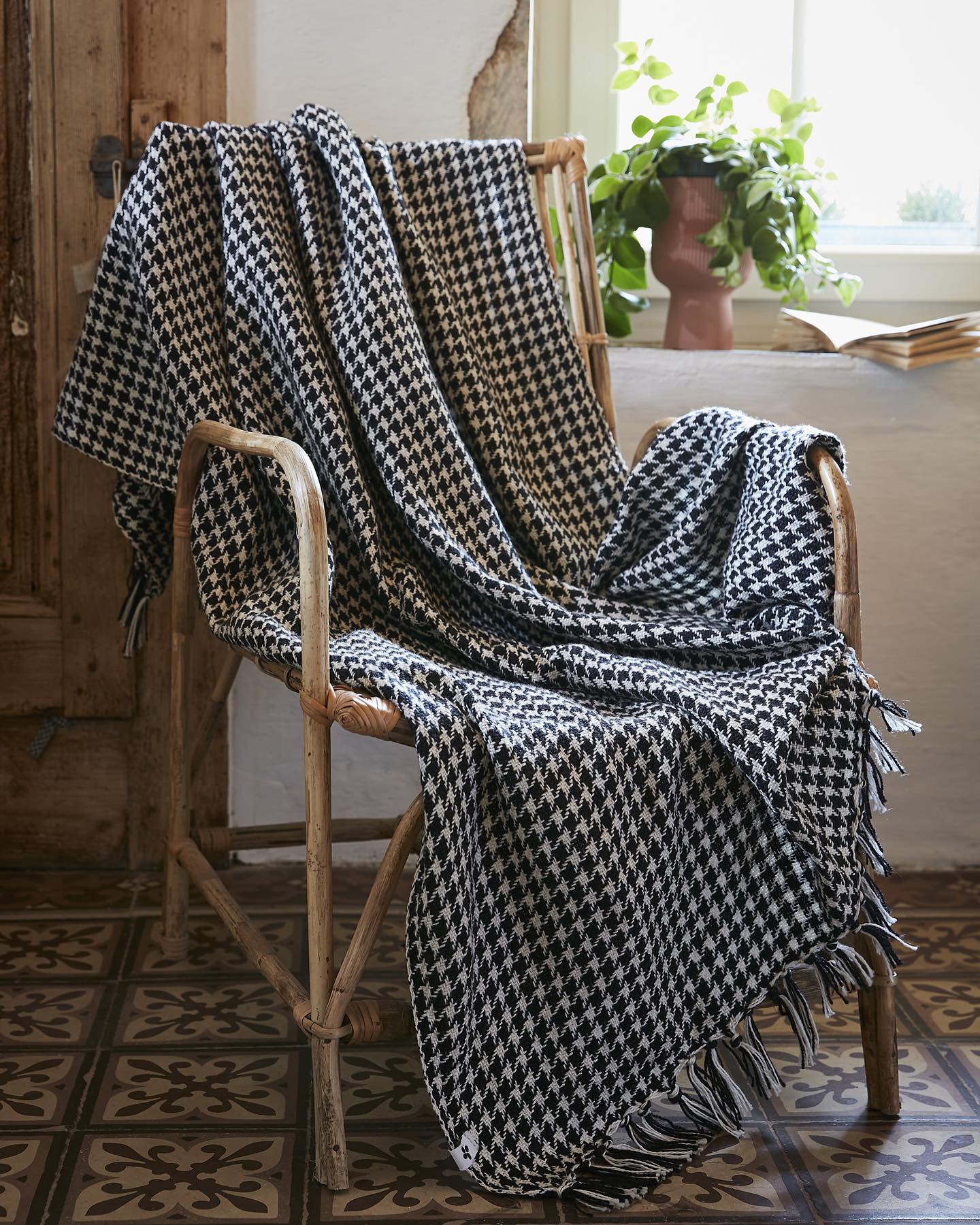 Plaid à franges 180x200